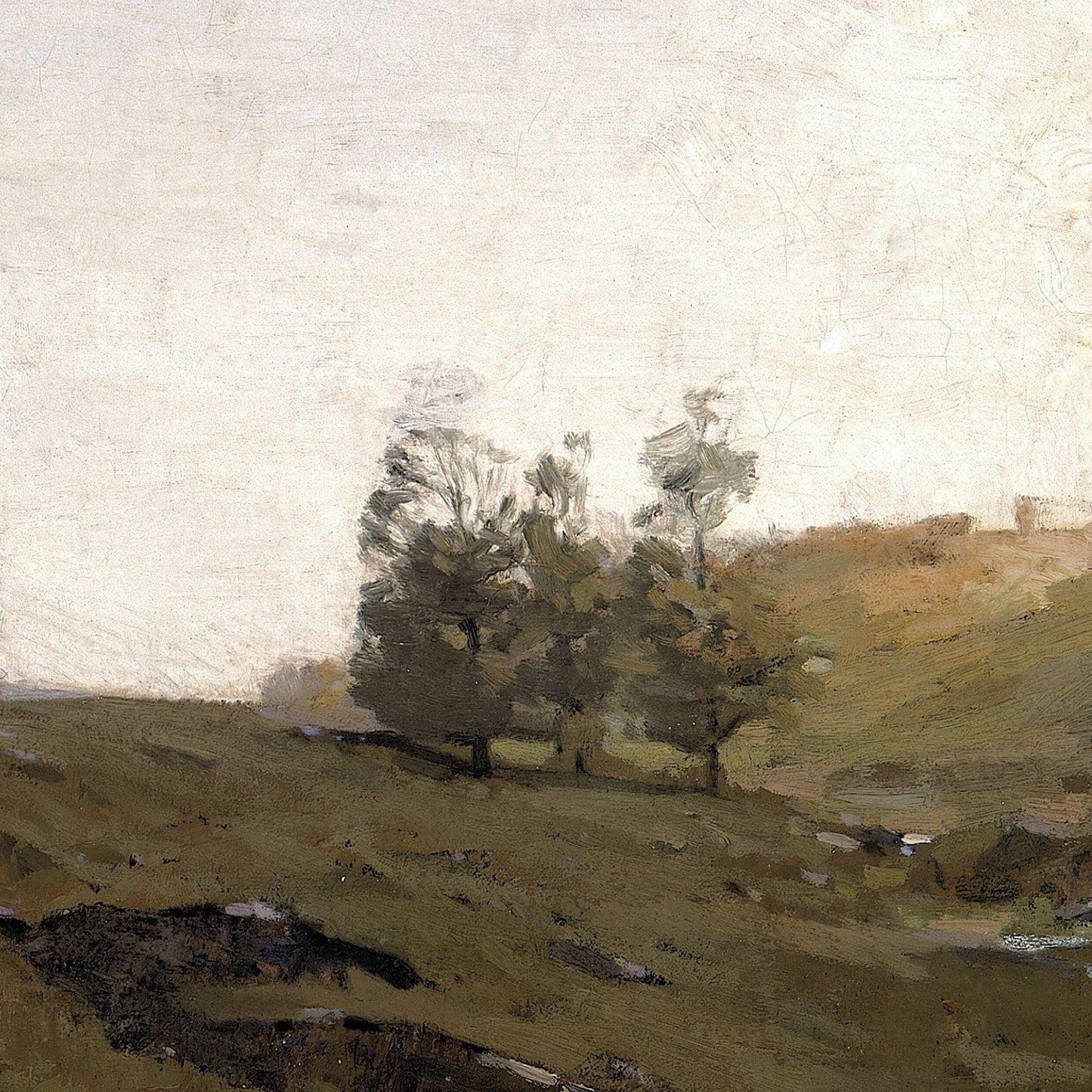 Surreal landscape with trees a white background