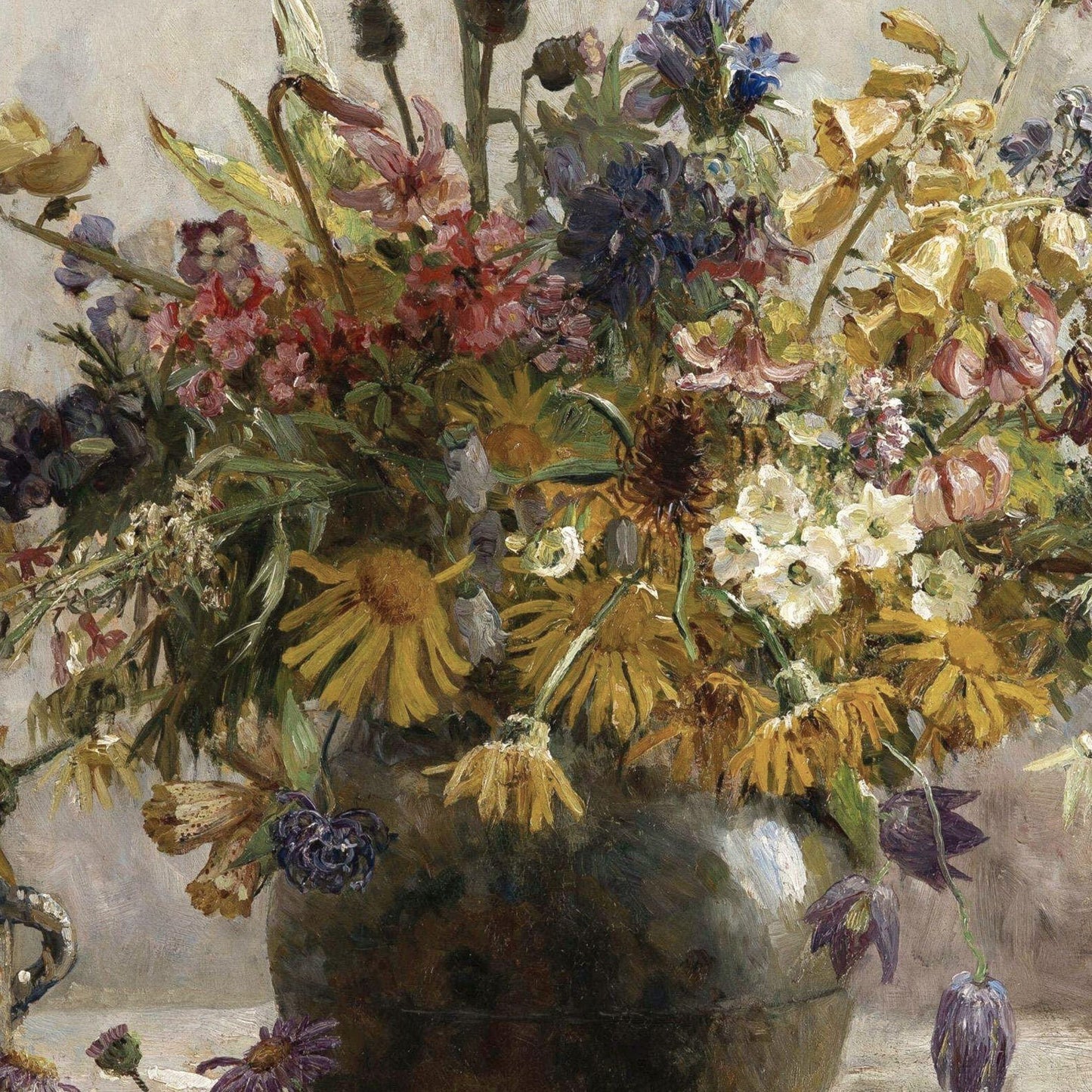 Vase of wildflowers with a soft, blurred background