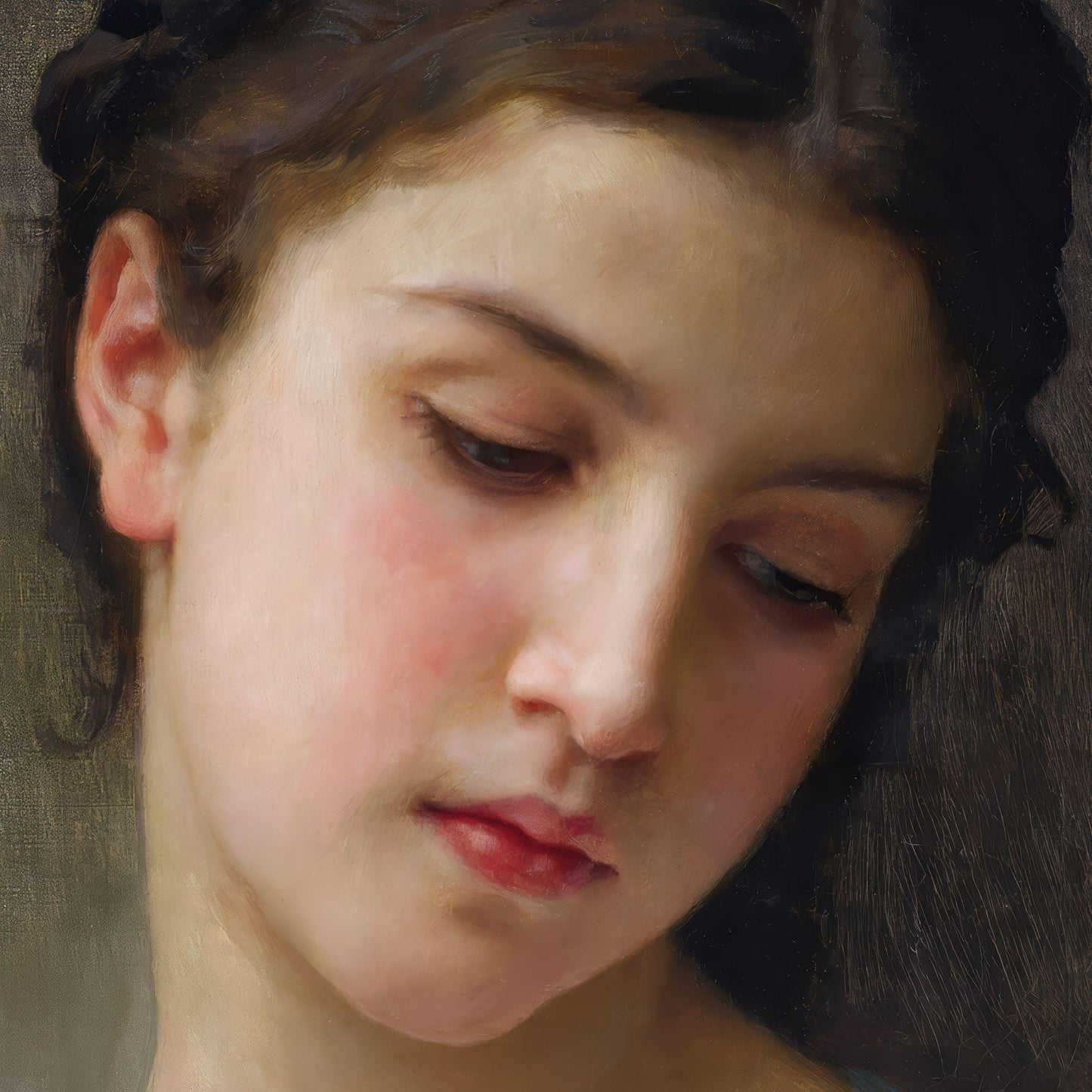 Close-up of a young girl's face with a soft, blurred background