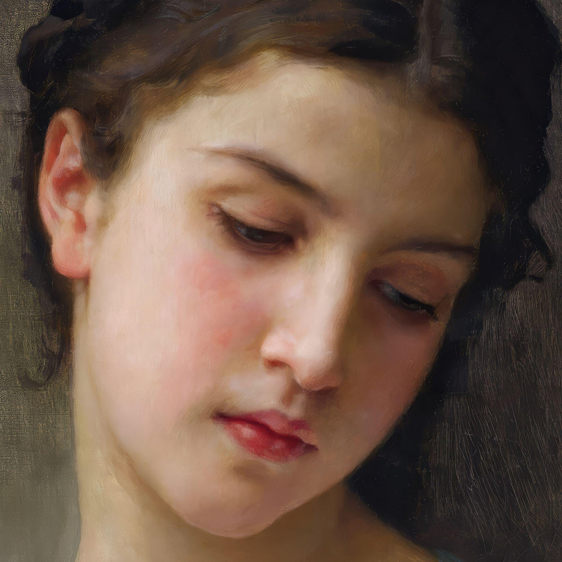 Close-up of a young girl's face with a soft, blurred background