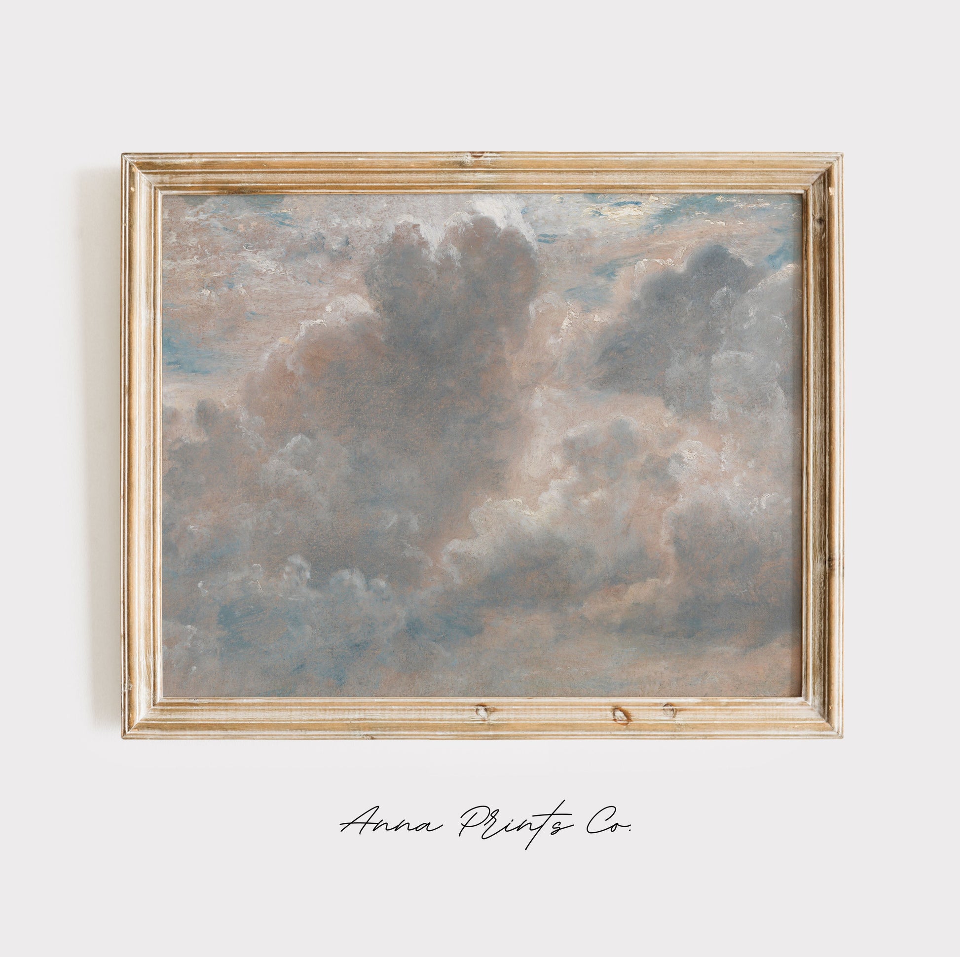 Vintage art print of Cloud Study #5 by Constable displayed in wooden frame