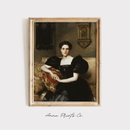 Vintage art print of Elizabeth Winthrop Chanler by Sargent displayed in wooden frame