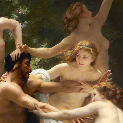 classical painting of multiple nude figures in a natural setting
