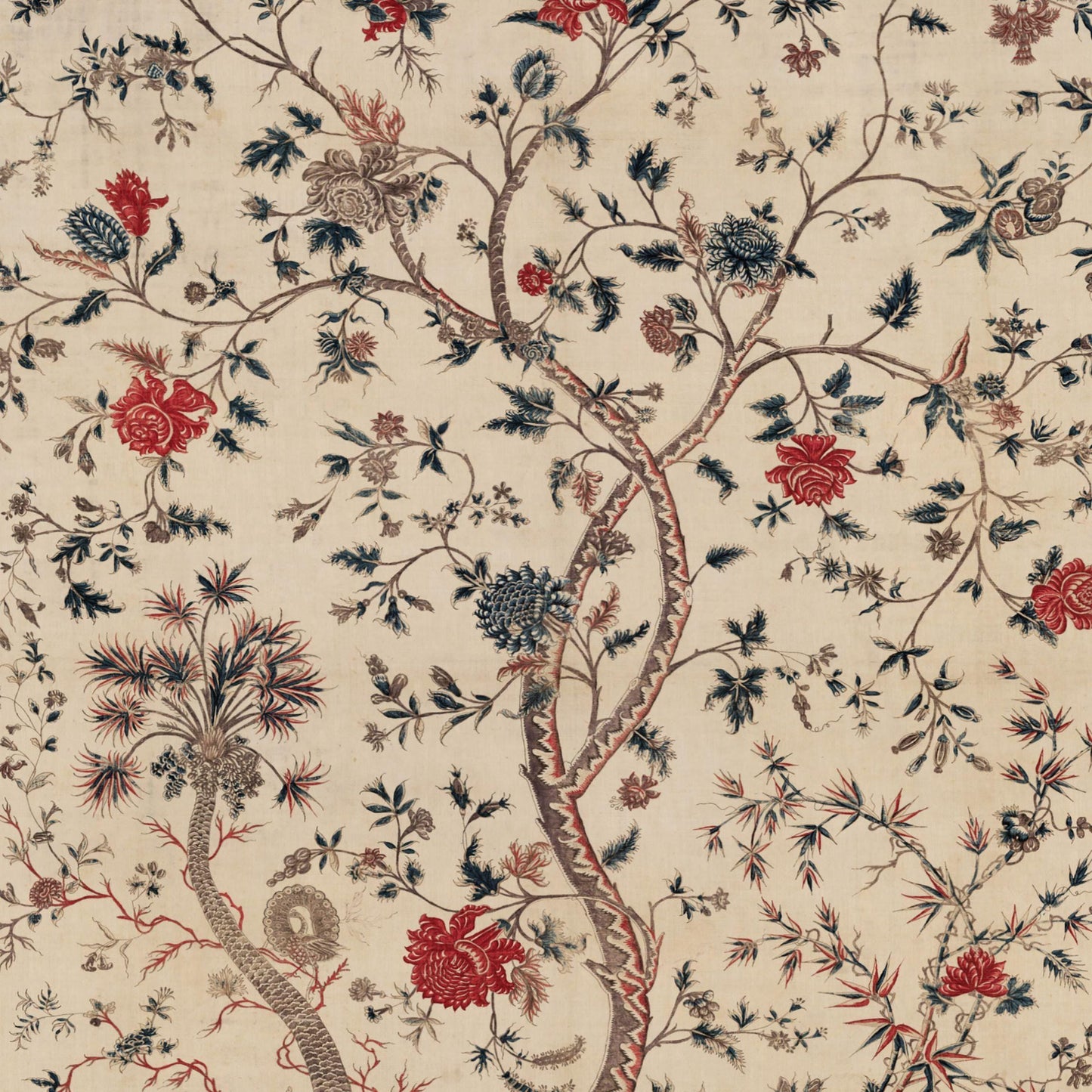 Floral and branch pattern on a beige background