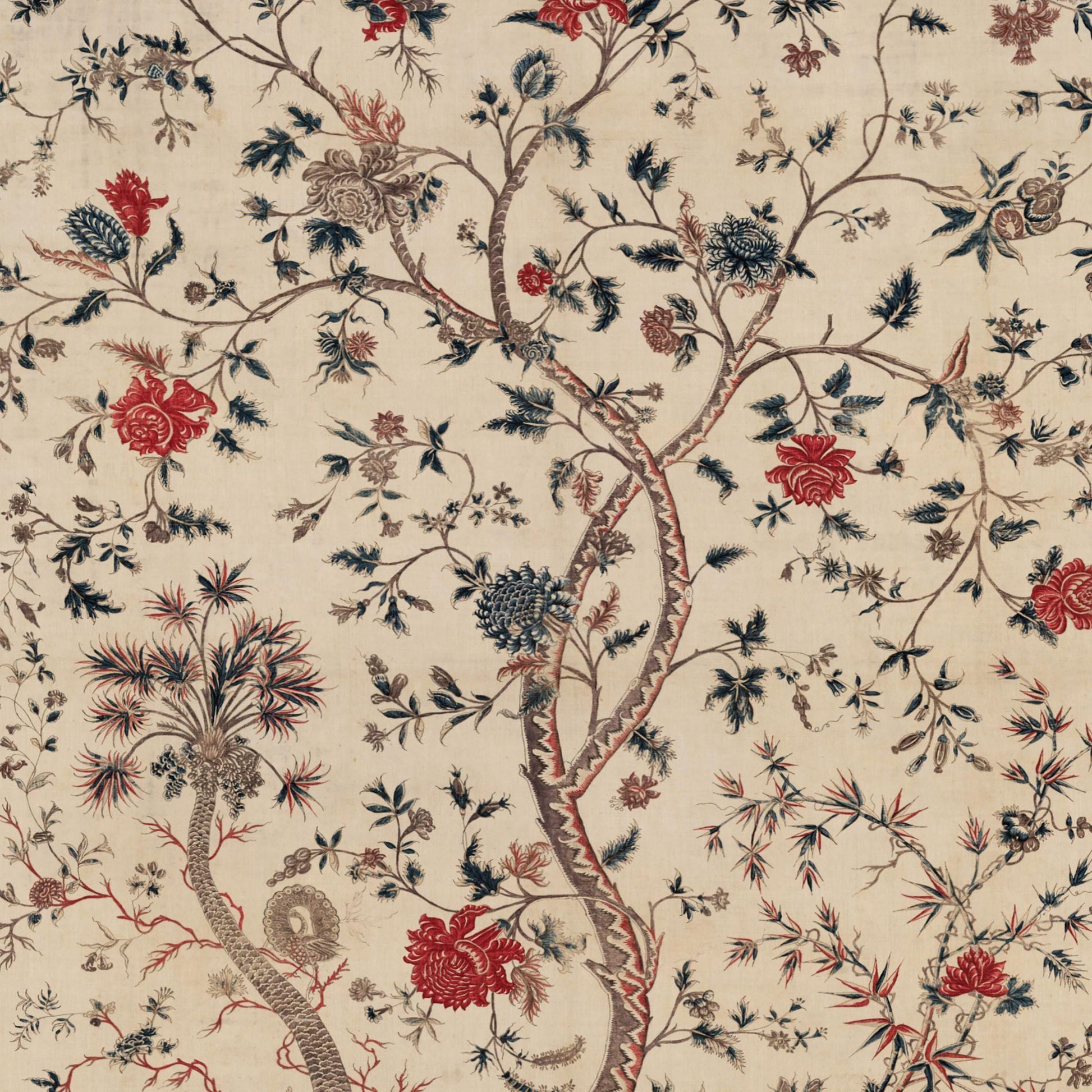 Floral and branch pattern on a beige background