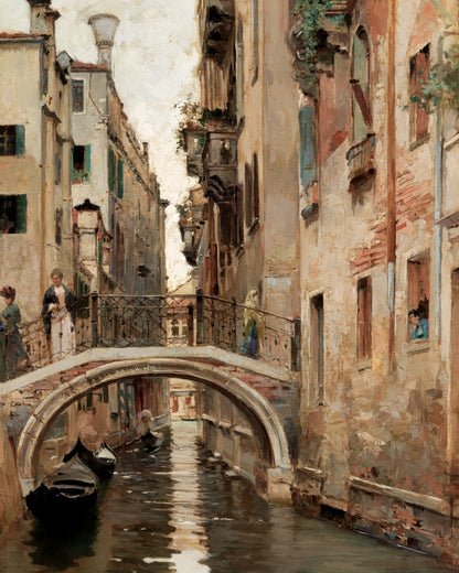 Art print of A Canal in Venice by Raffaele Tafuri, c. late1800s