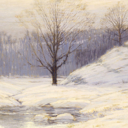 Winter landscape with a solitary tree in a snow-covered field