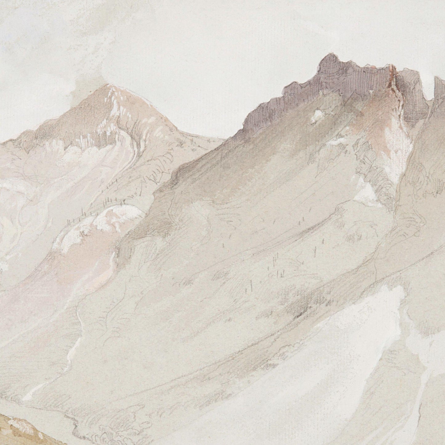 Mountain landscape with soft colors on a light background