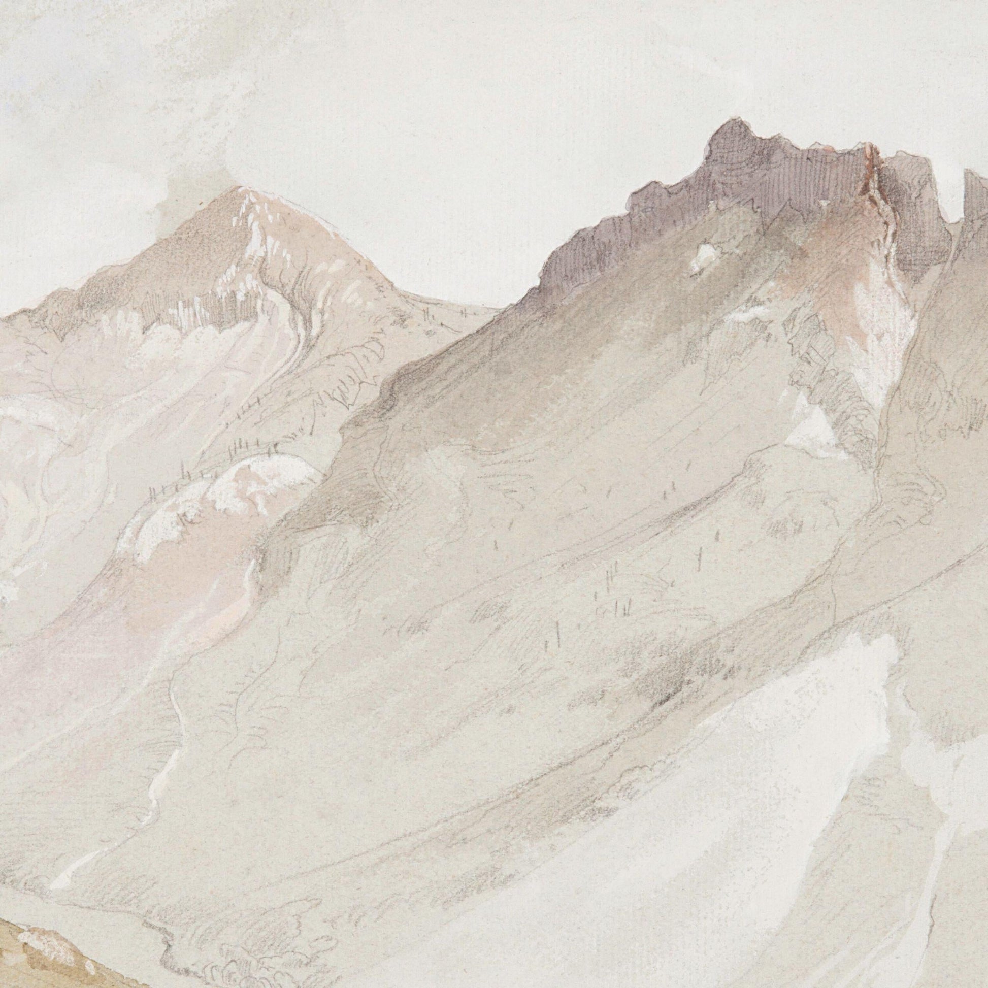 Mountain landscape with soft colors on a light background