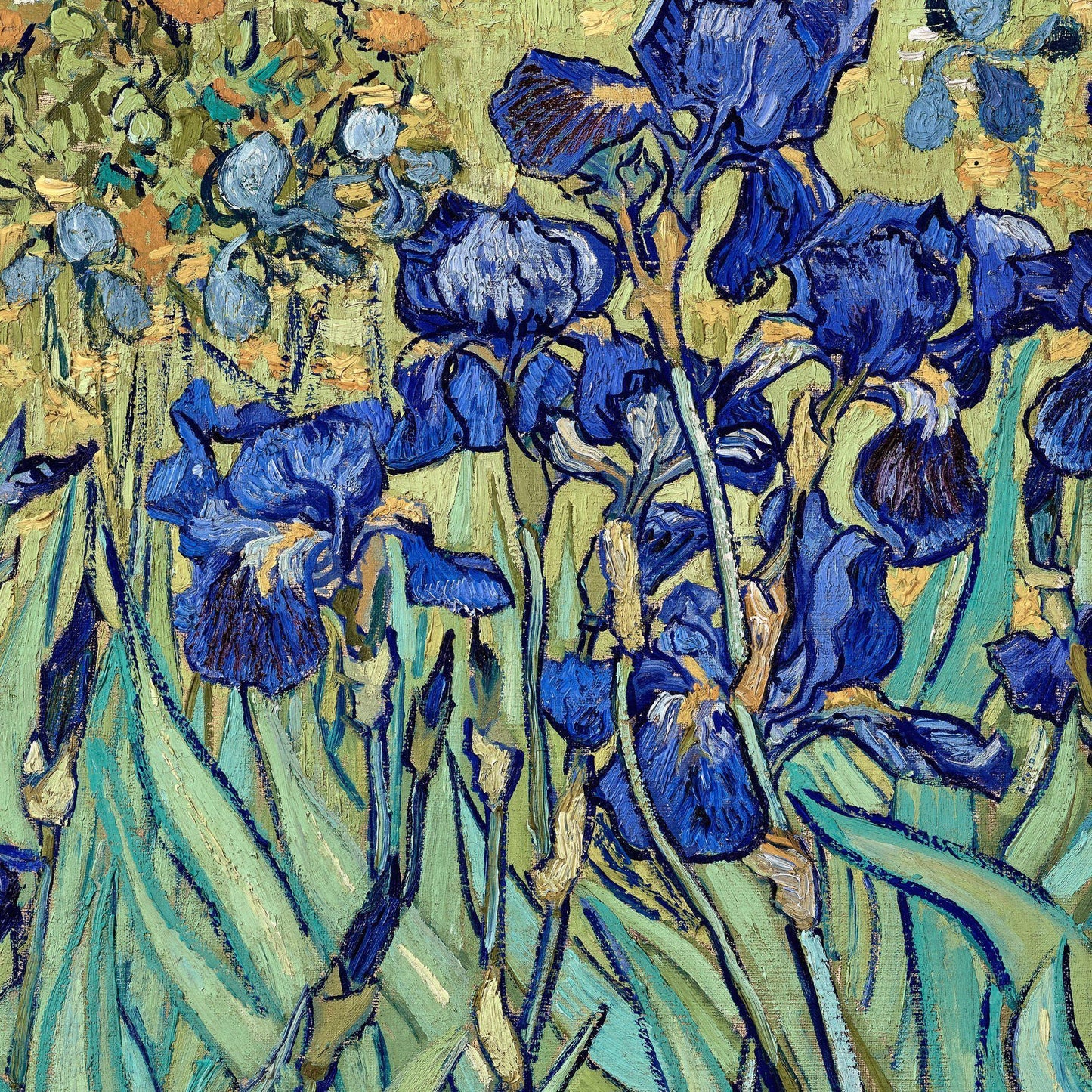Artistic depiction of blue flowers with a textured background
