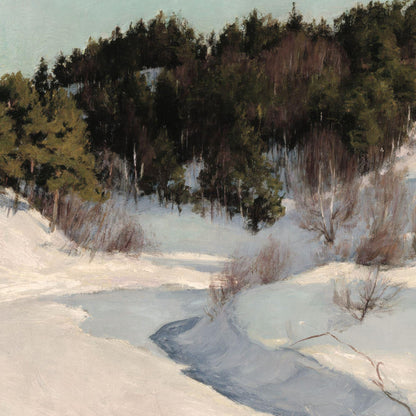 Winter landscape with snow-covered ground and trees