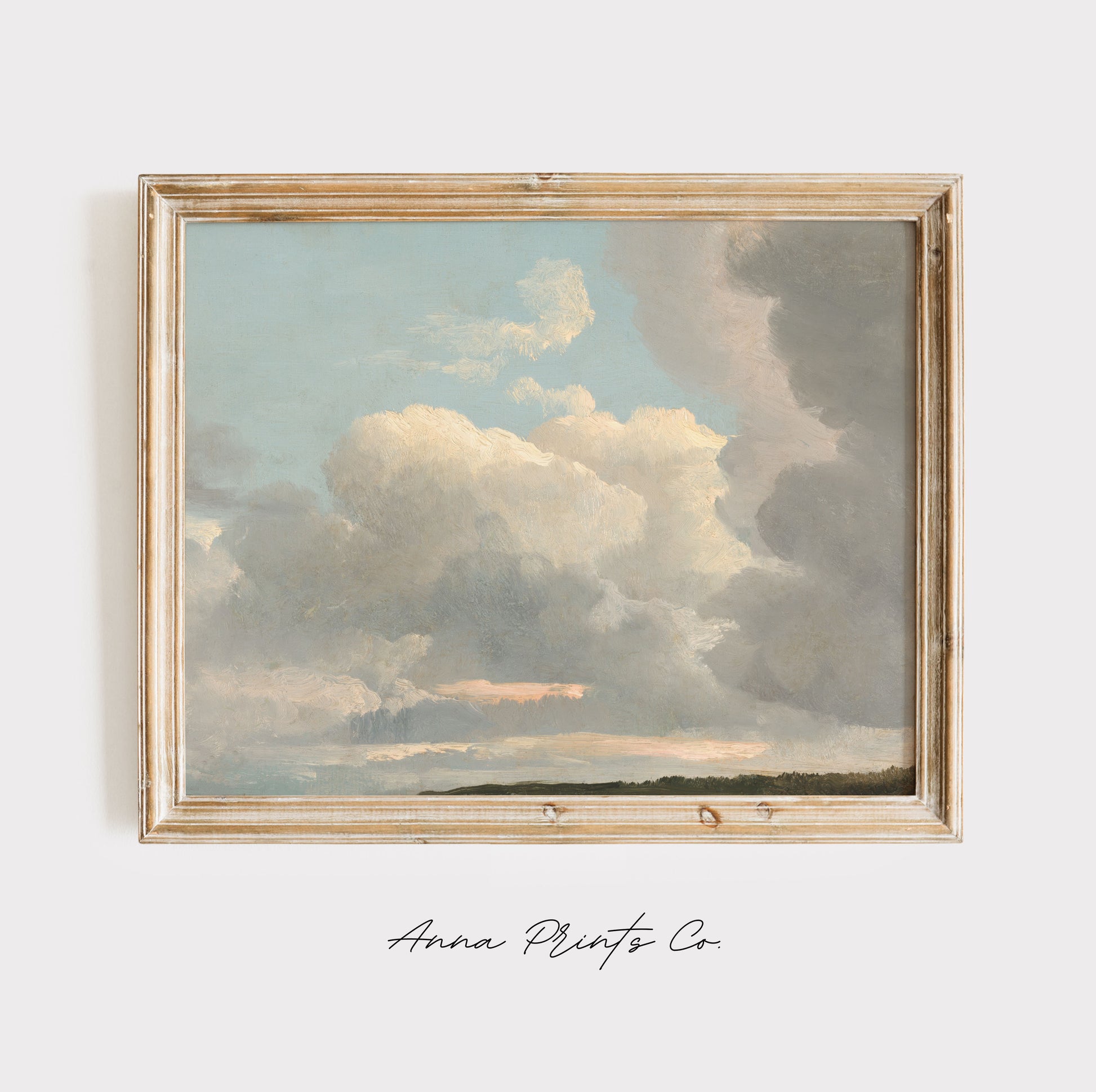 Vintage art print of Cloud Study, Early Evening) Painting displayed in wooden frame