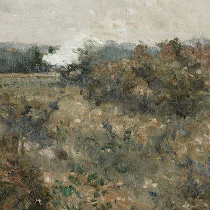 Painting of a landscape with fields and trees