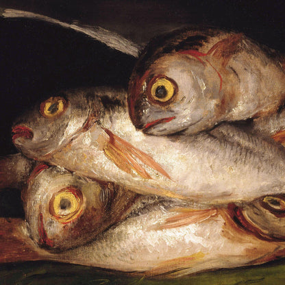 Artistic depiction of fish with a dark background