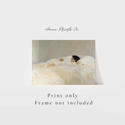 Vintage art print of Mother Portrait Minimalist Painting with text overlay stating frame not included