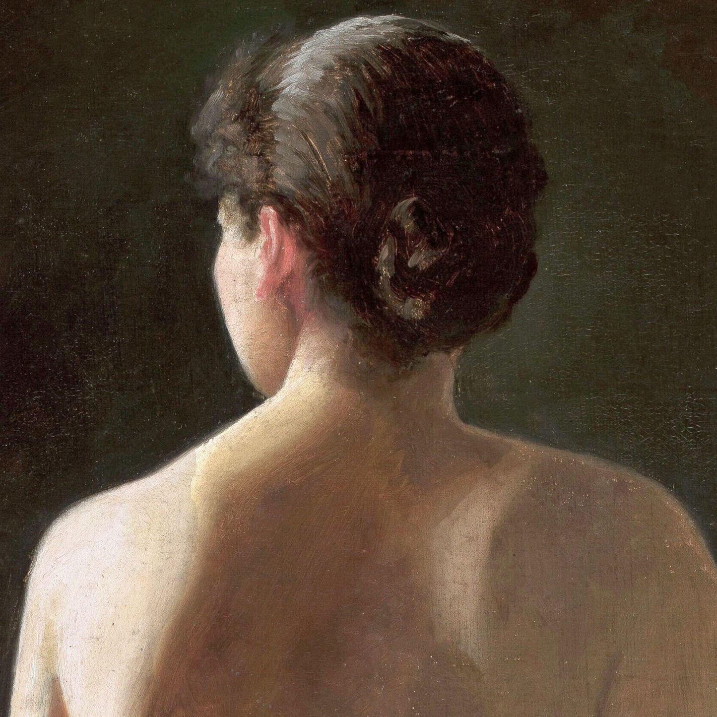 Artistic depiction of a person from behind with a dark background