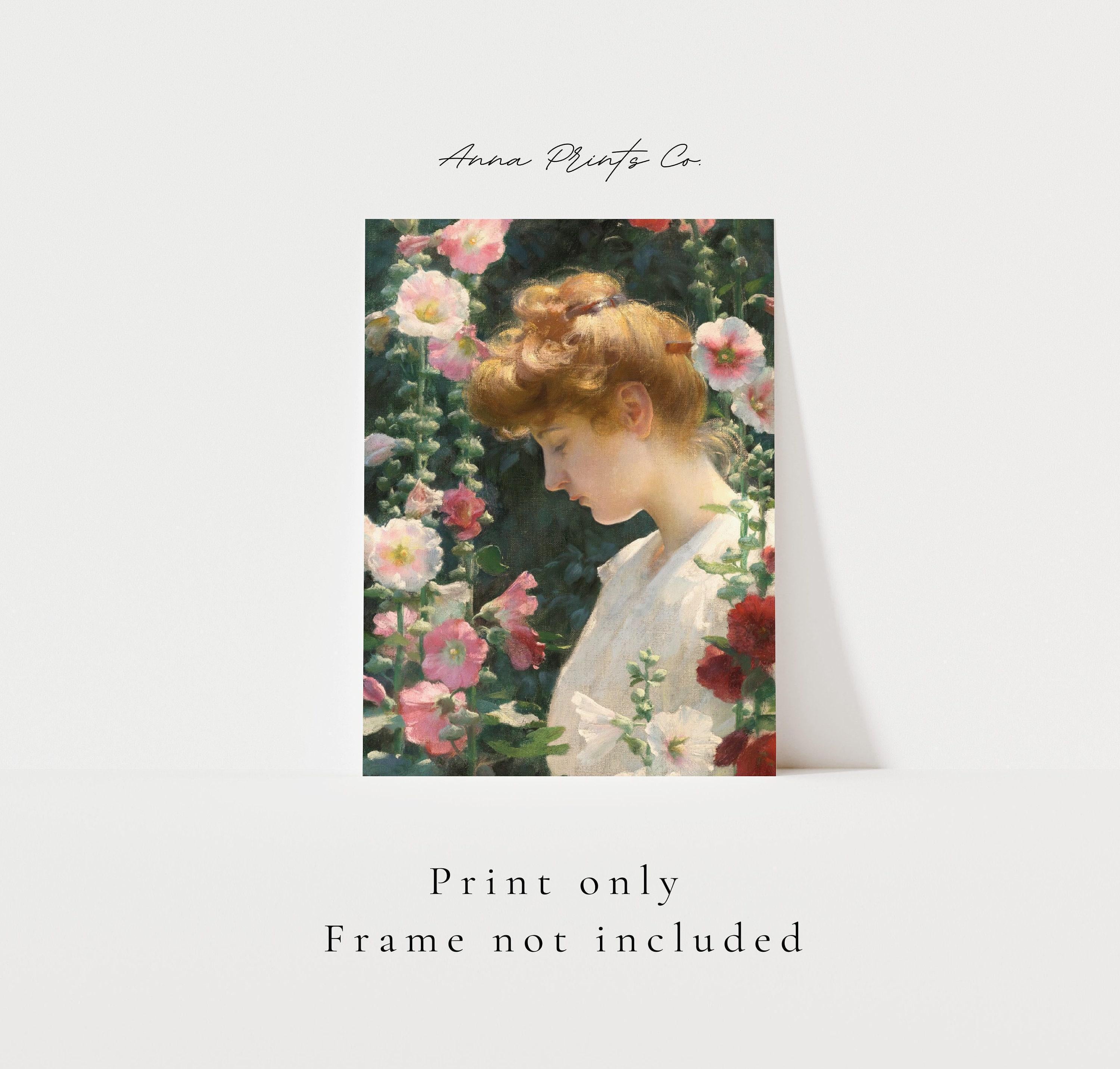 Vintage Art Print - Woman in Garden Painting – AnnaPrintsCo