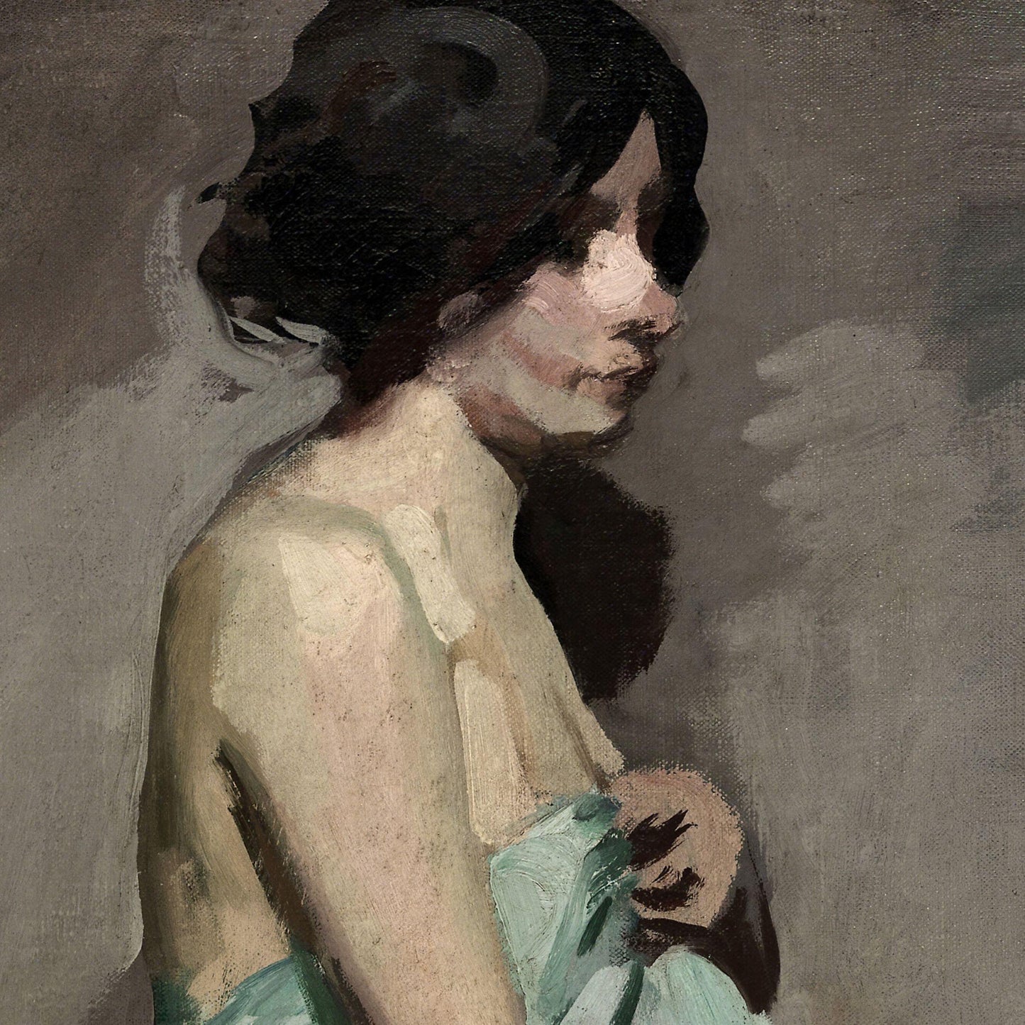 Painting of a woman with a bath towel