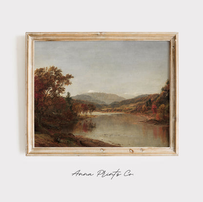 Vintage art print of Mount Washington Fall Landscape displayed in wooden frame