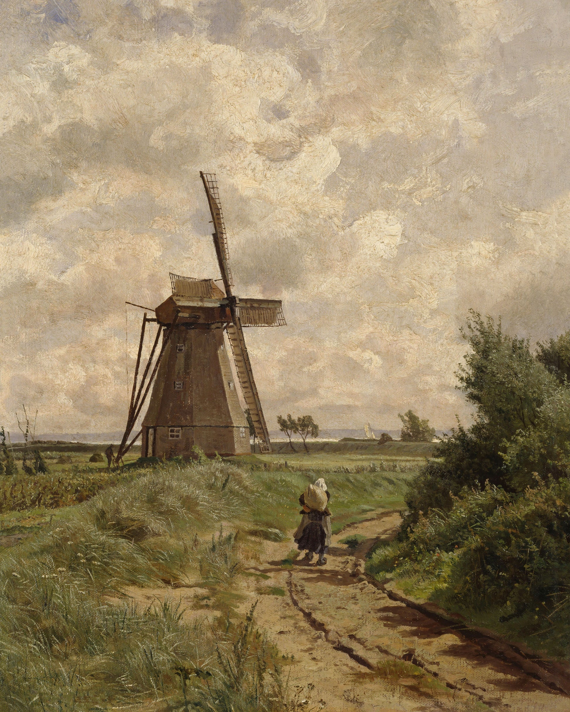 Art print of Windmill near Ahrenshoop by Carl Malchin, 1896