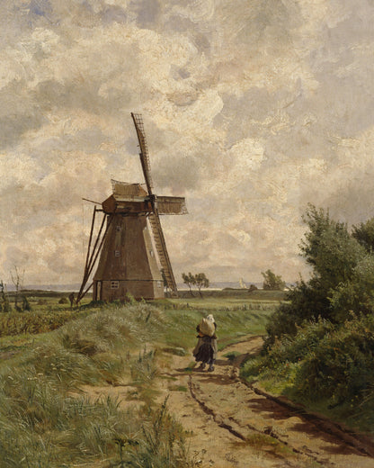 Art print of Windmill near Ahrenshoop by Carl Malchin, 1896