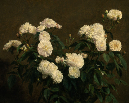 Art print of Still Life with White Roses by Henri Fantin-Latour, 1870