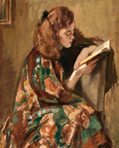 Art print of Reading Girl by Magnus Knut Enkel, 1922