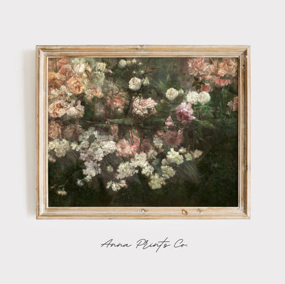 Vintage art print of Garden in May Garden Flower Painting displayed in wooden frame