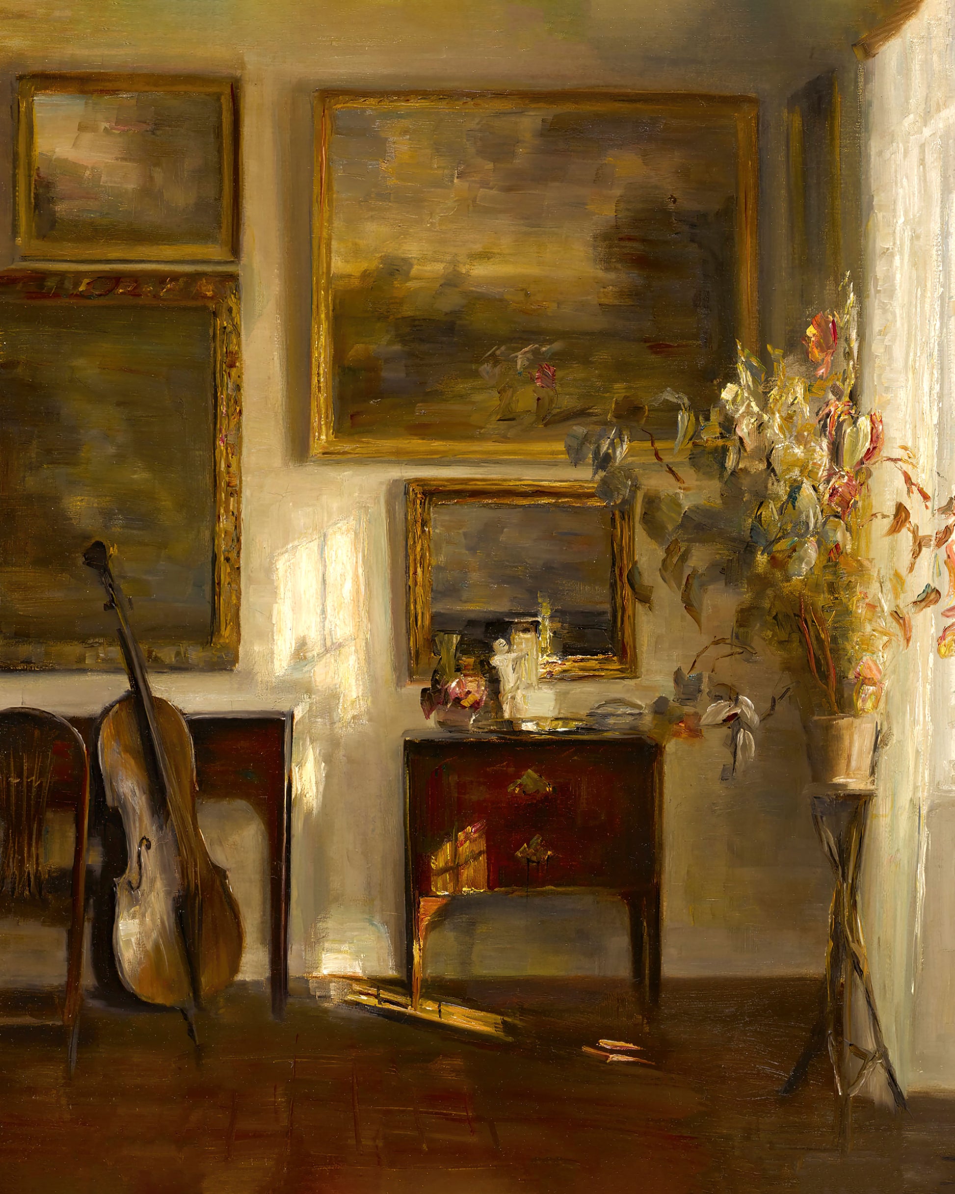 Art print of Interior with Cello by Carl Holsøe, c. late 19th century