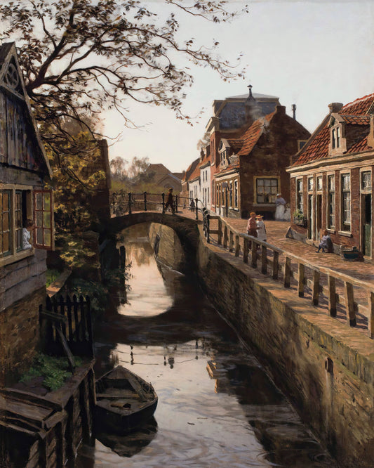 Art print of The Road with the Bleiswijkstraat Canal in Enkhuizen by Willem Bastiaan Tholen, 1902