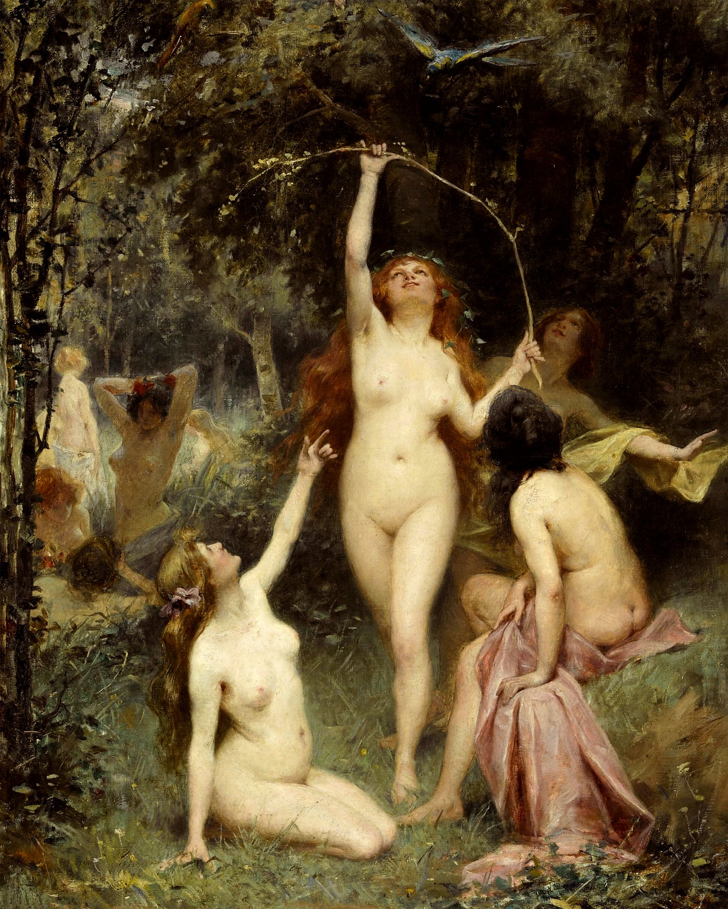 Art print of Nymphs in a Forest by Henri Adrien Tanoux, 1898