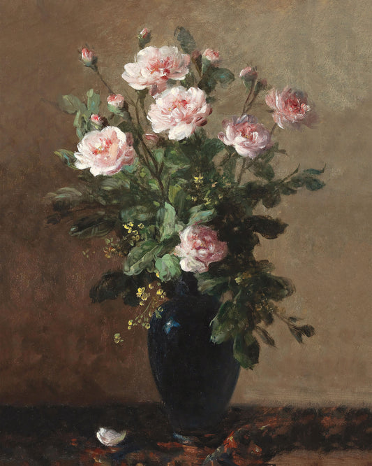 Art print of Bouquet of Roses in a Vase by Eugene Petit, c. 1850