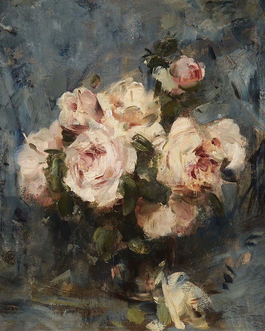 Art print of Still Life with Roses in a Glass Vase by Charles Herman, c. late 19th century