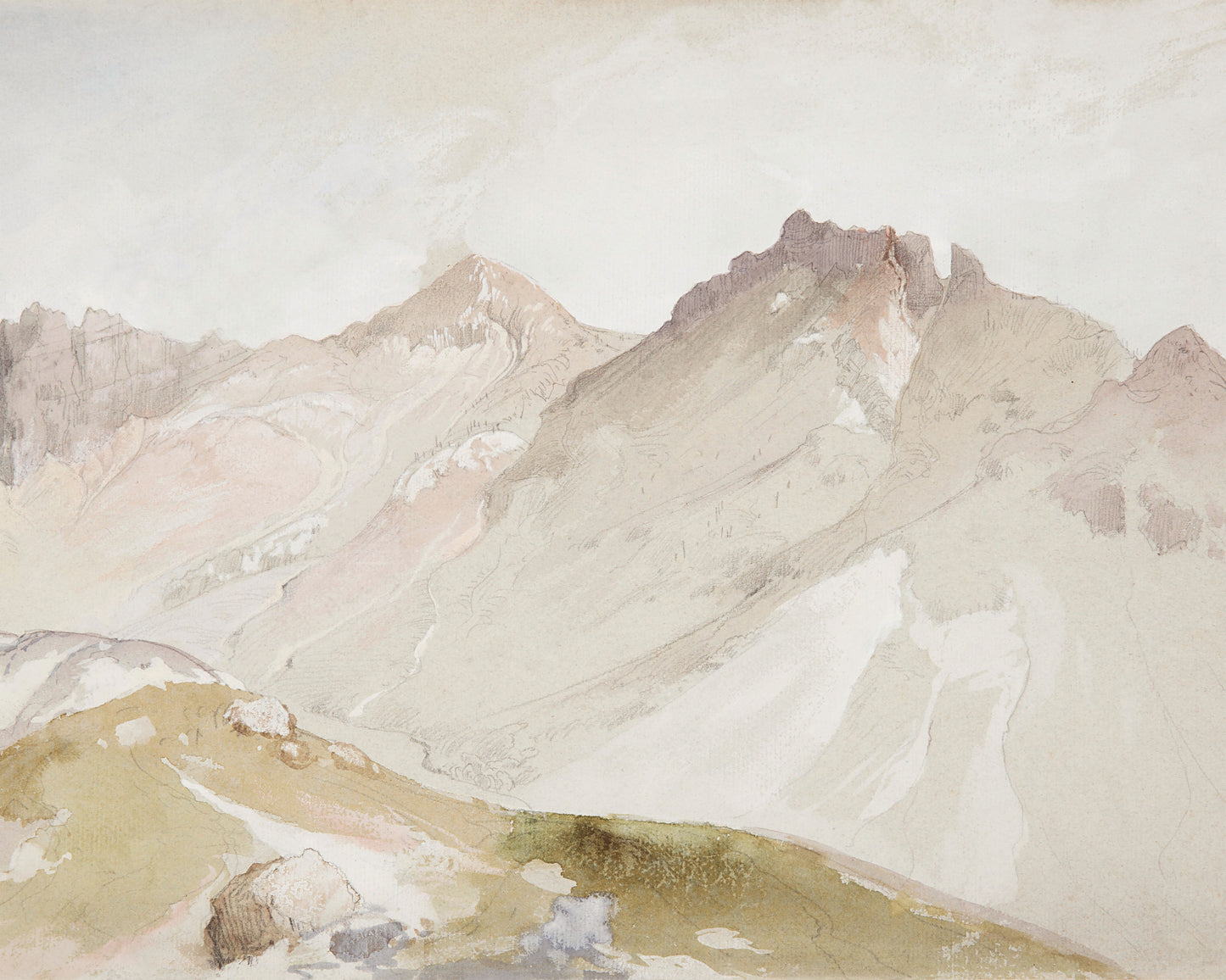 Art print of Drawing, the Upper End of Little Cottonwood Canyon, Wasatch Range, near Ogden Utah, August 13, 1879 by Thomas Moran, 1879