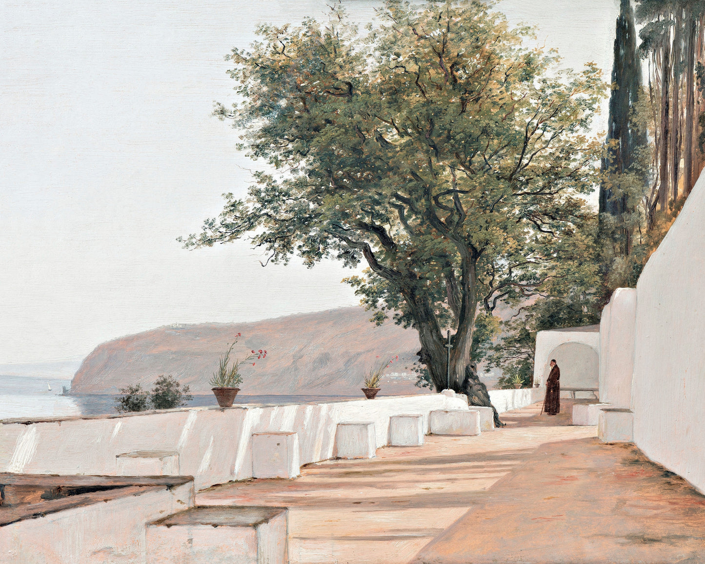 Art print of Scene near Sorrento overlooking the Sea by Martinus Rørbye, 1835