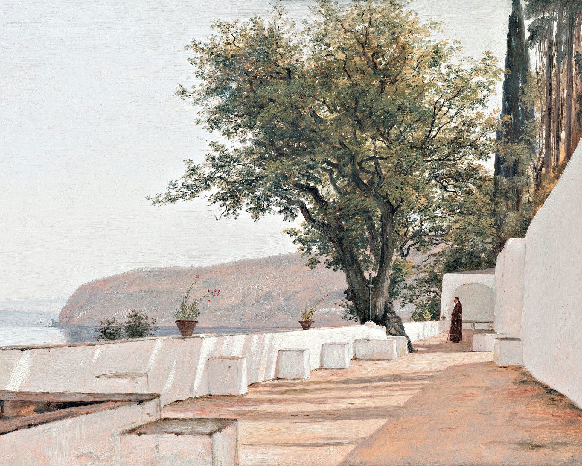 Art print of Scene near Sorrento overlooking the Sea by Martinus Rørbye, 1835