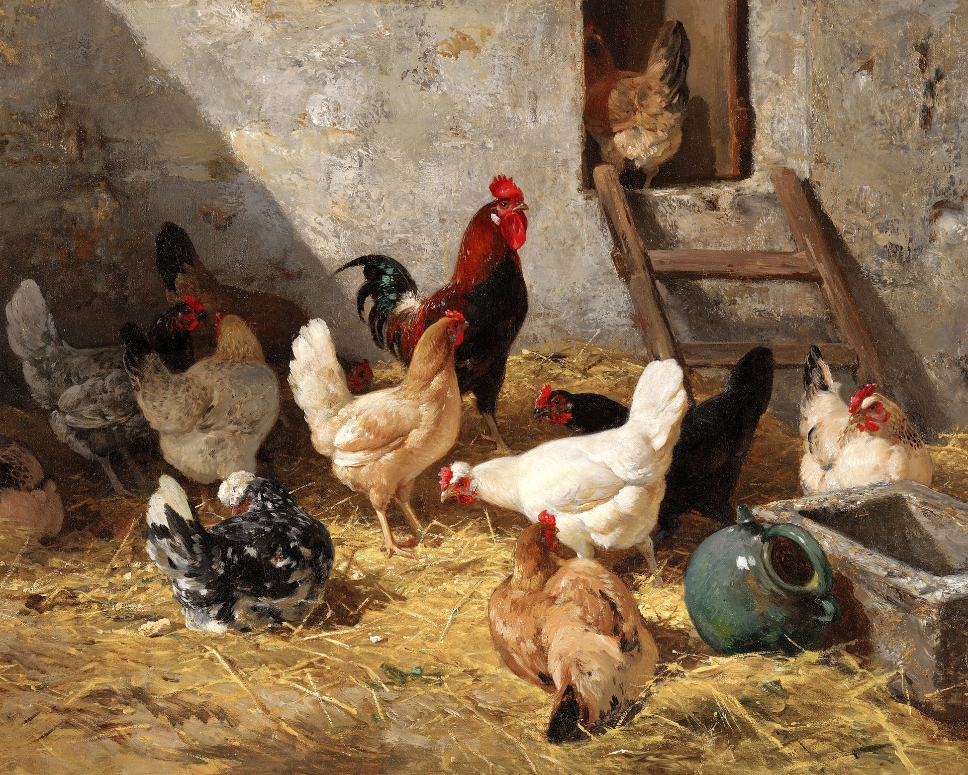 Art print of The Hen-Roost by Charles Emile Jacque, 1860