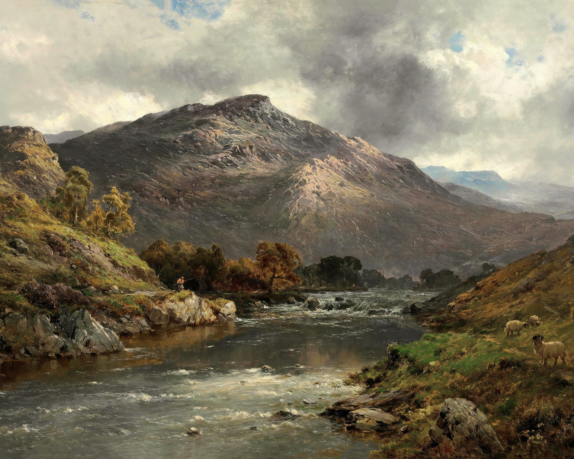 Art print of When the Trout Rise by Alfred de Breanski, c. late 1800s/early 1900s