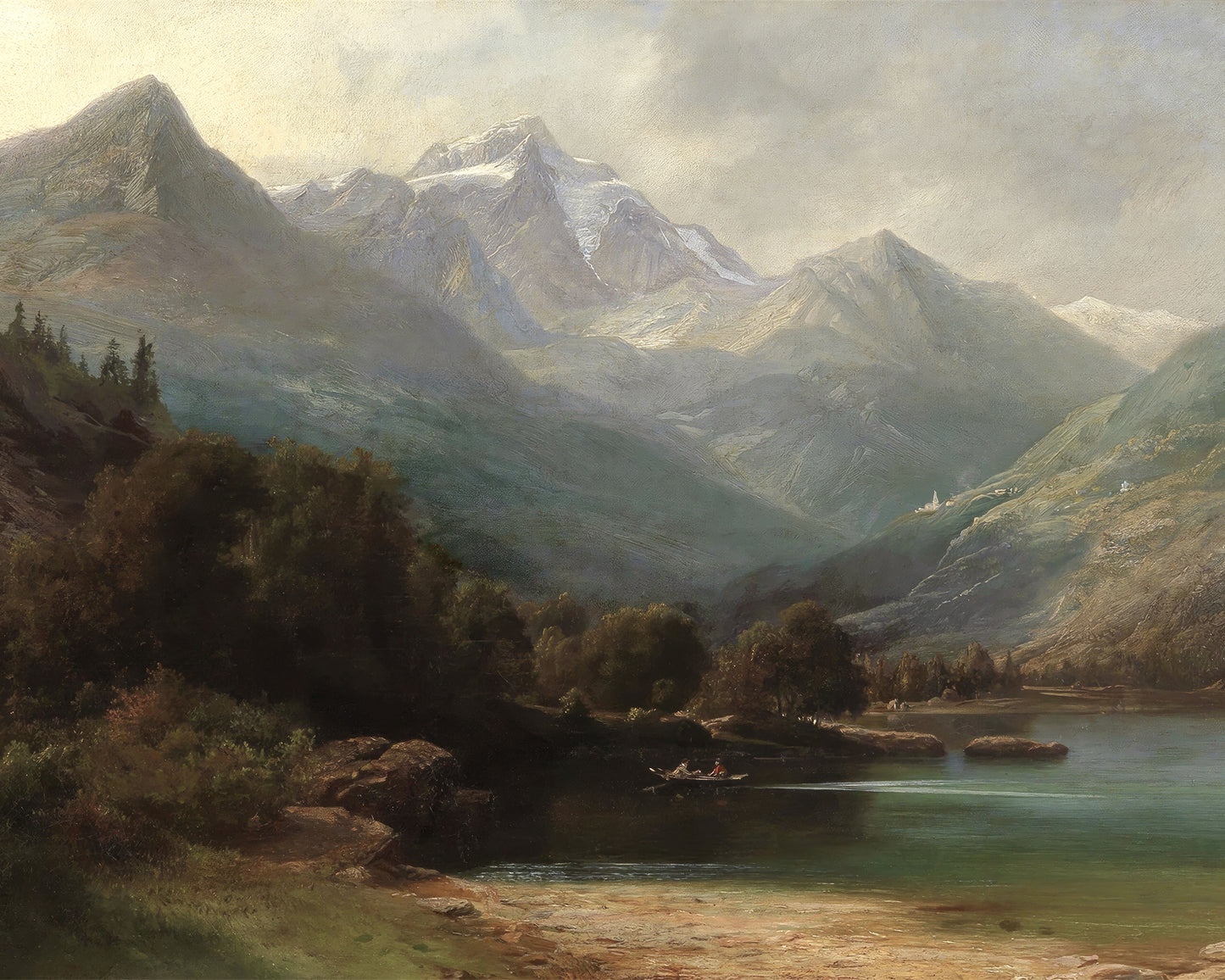 Art print of View of the Lago di Poschiavo with the Bernina Range, Graubünden) by Carl Friedrich Seiffert, 1859