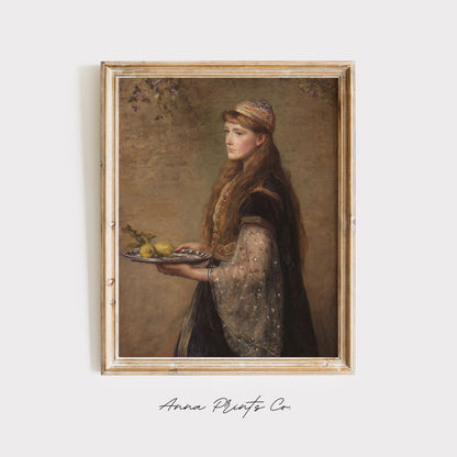 Vintage art print of The Captive Painting by Millais displayed in wooden frame