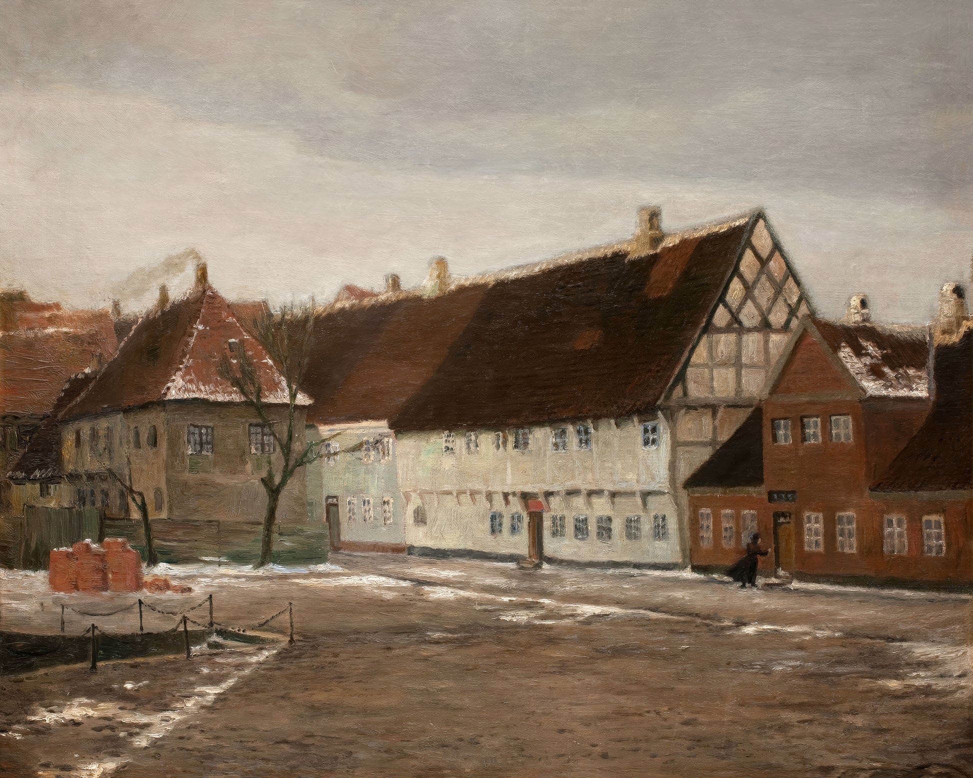 Art print of Winter Evening in Ribe by Johan Rohde, 1892