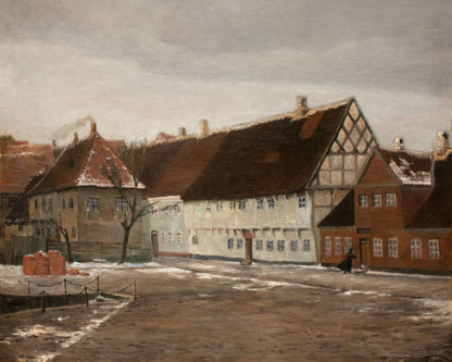 Art print of Winter Evening in Ribe by Johan Rohde, 1892
