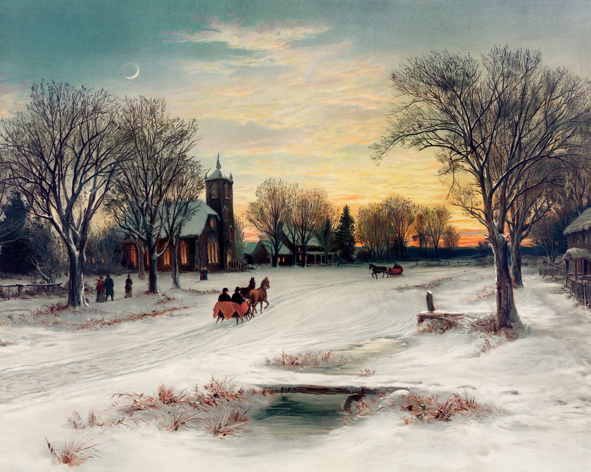 Art print of Christmas Eve by W.C. Bauer, 1885