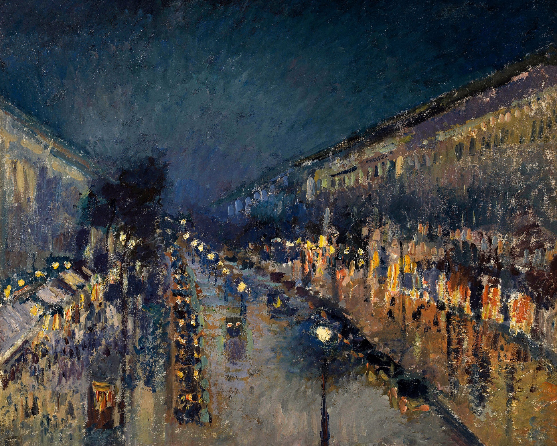 Art print of Boulevard Montmartre at Night by Camille Pissarro, c. 1897