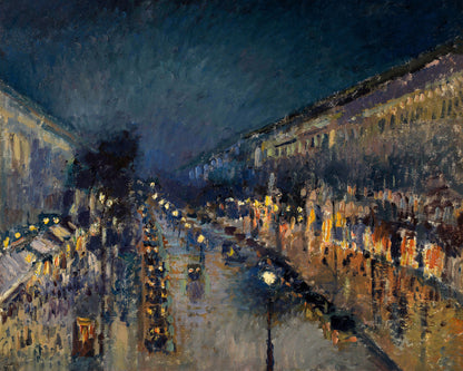 Art print of Boulevard Montmartre at Night by Camille Pissarro, c. 1897