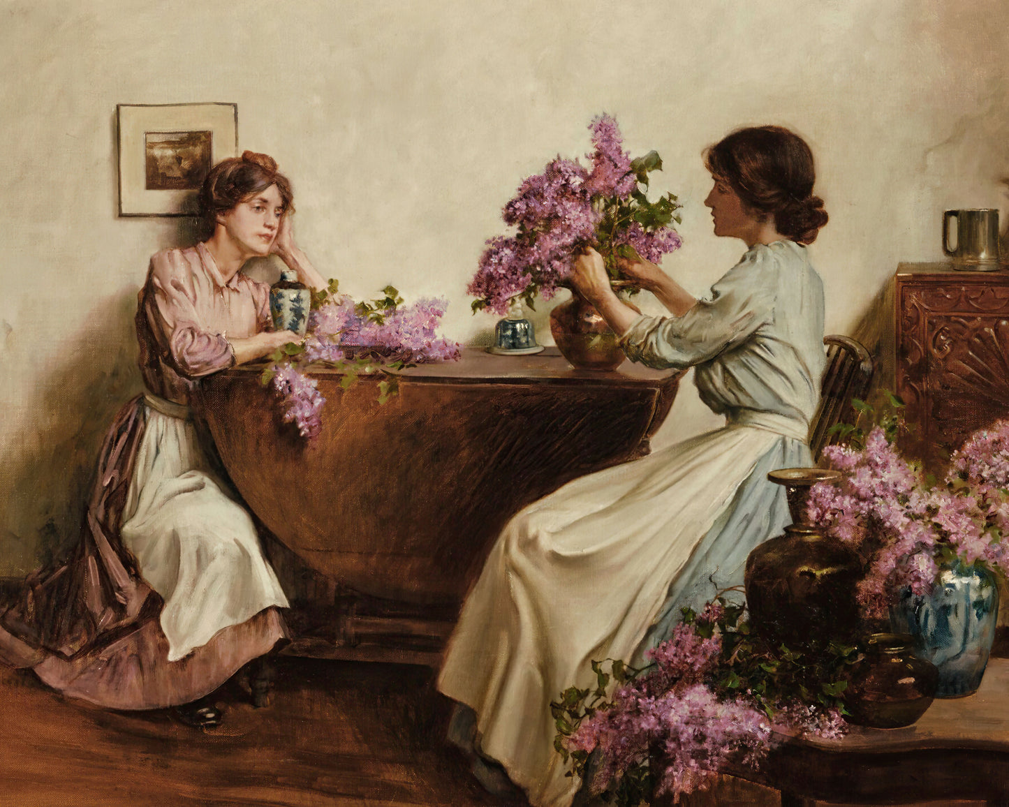 Art print of Women Arranging Flowers by Albert Chevallier Tayler, 1906