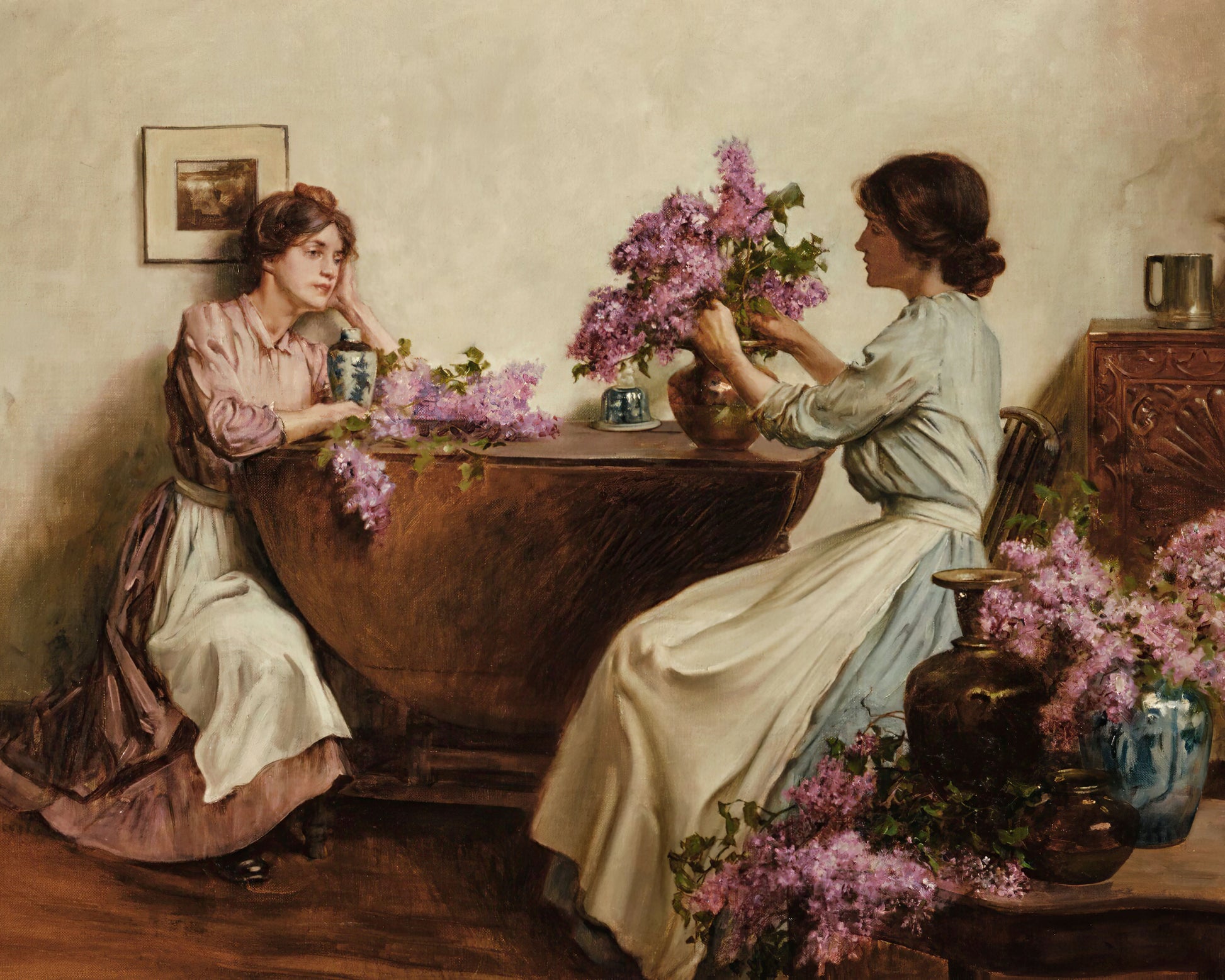 Art print of Women Arranging Flowers by Albert Chevallier Tayler, 1906