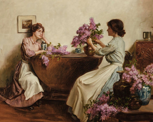 Art print of Women Arranging Flowers by Albert Chevallier Tayler, 1906