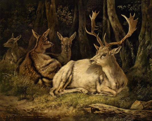 Art print of Fallow Deer by August Schleich, 19th century
