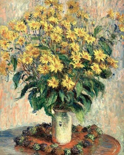 Art print of Jerusalem Artichoke Flowers by Claude Monet, 1880